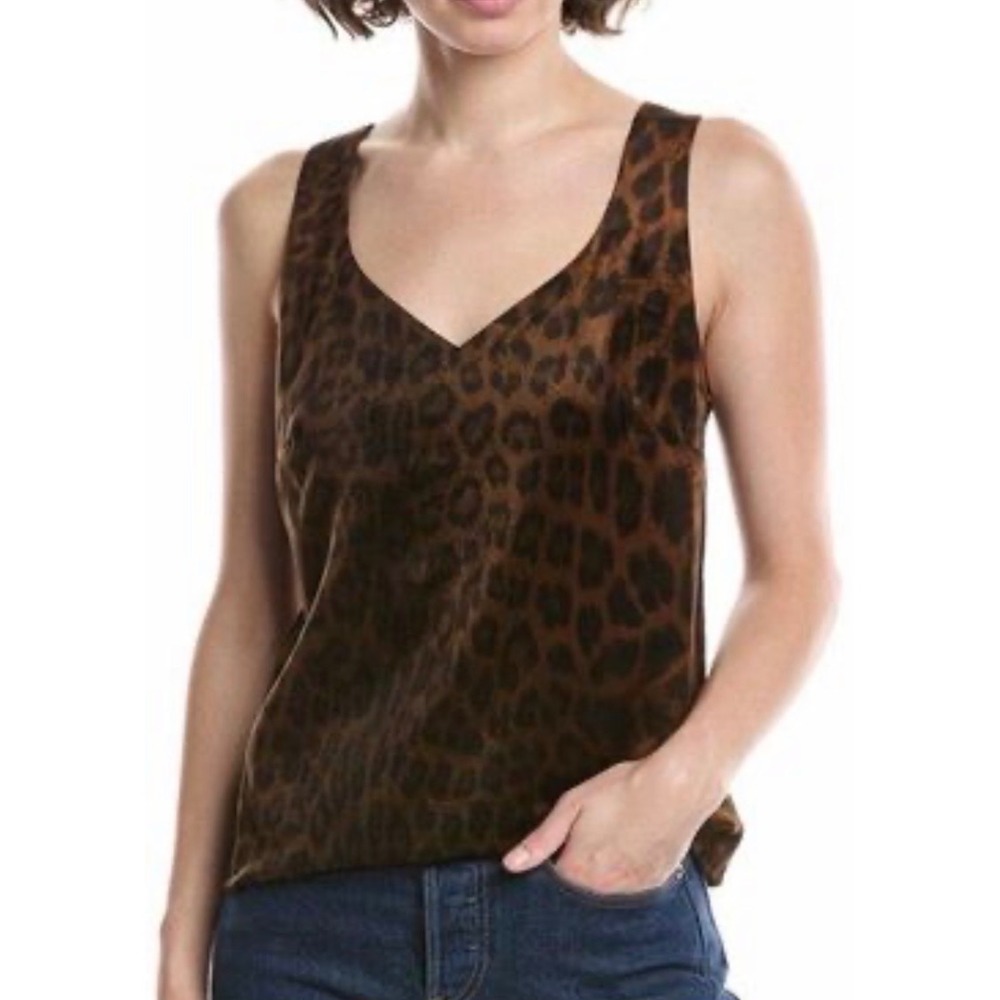 Cabi Party Tank Women Size S Leopard Print Velvet V-Neck Sleeveless Top 4822 NEW